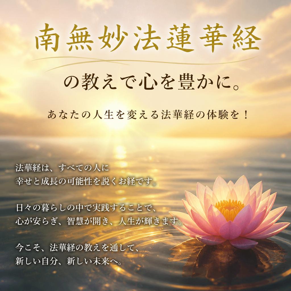 南無妙法蓮華経の教えで心を豊かに。あなたの人生を変える法華経の体験を！